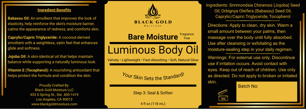 BARE MOISTURE BODY OIL - 4 oz (FRAGRANCE-FREE)