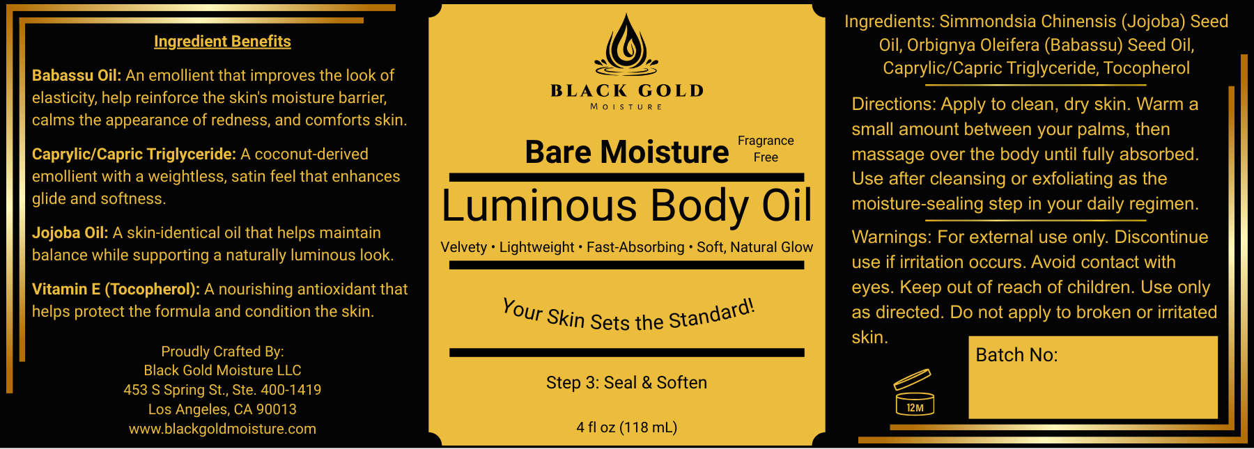 BARE MOISTURE BODY OIL - 4 oz (FRAGRANCE-FREE)
