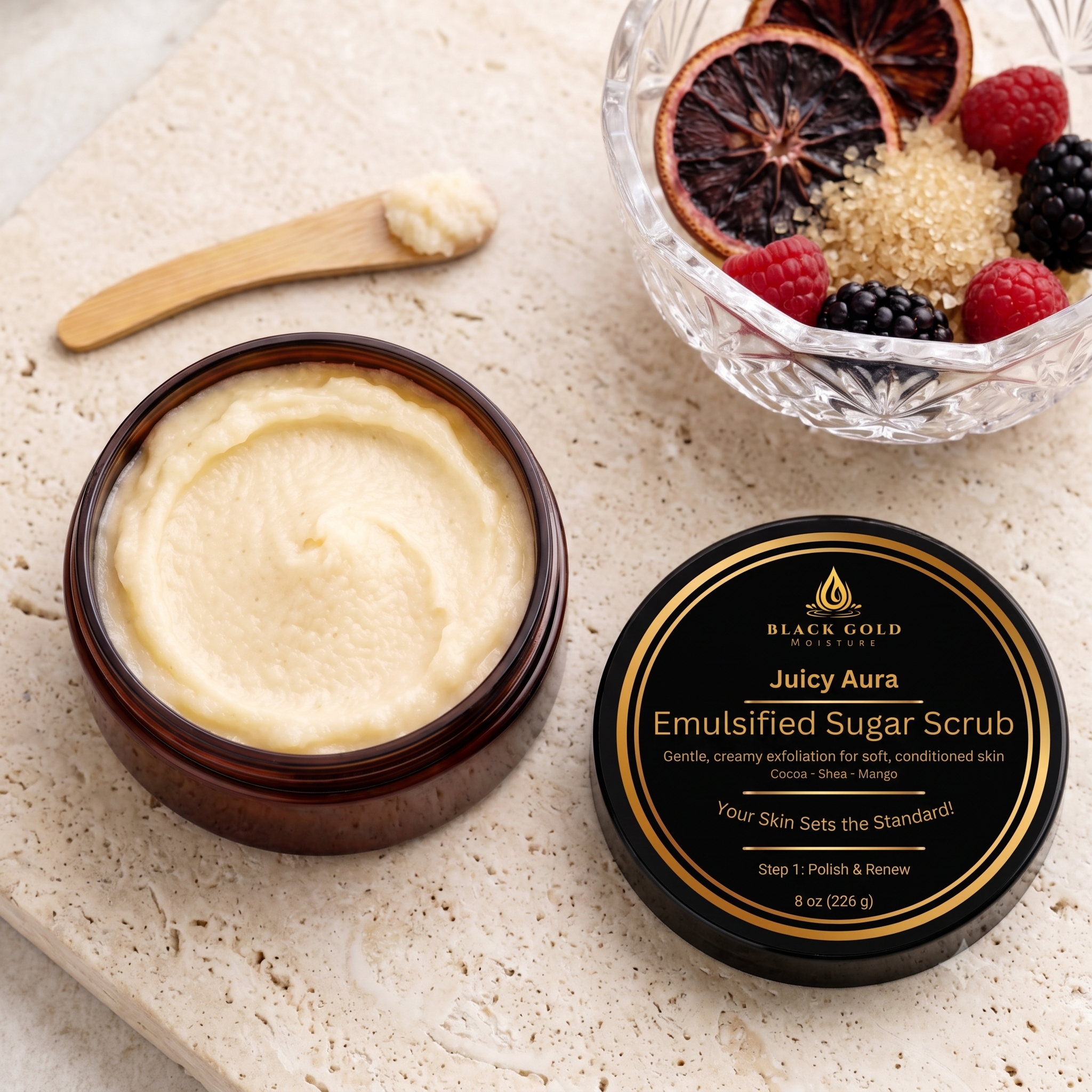 JUICY AURA EMULSIFIED SUGAR SCRUB - 8 oz