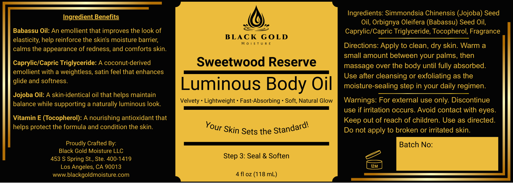 SWEETWOOD RESERVE BODY OIL - 4 oz